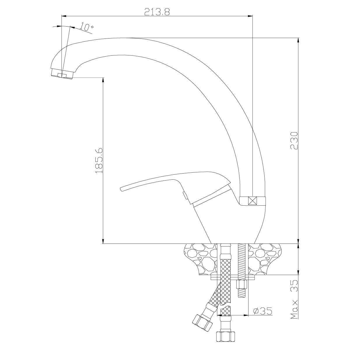Смеситель Rossinka Y40-23 для кухни, хром