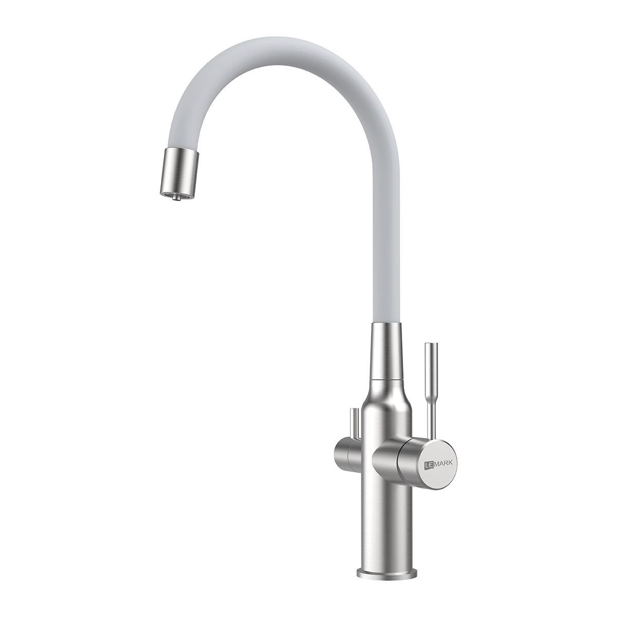 Смеситель Lemark Expert LM5083S-White для кухни с подключением к фильтру, сталь/белый
