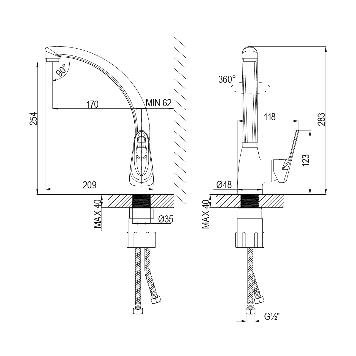 Смеситель Lemark Luna LM4155C для кухни, хром