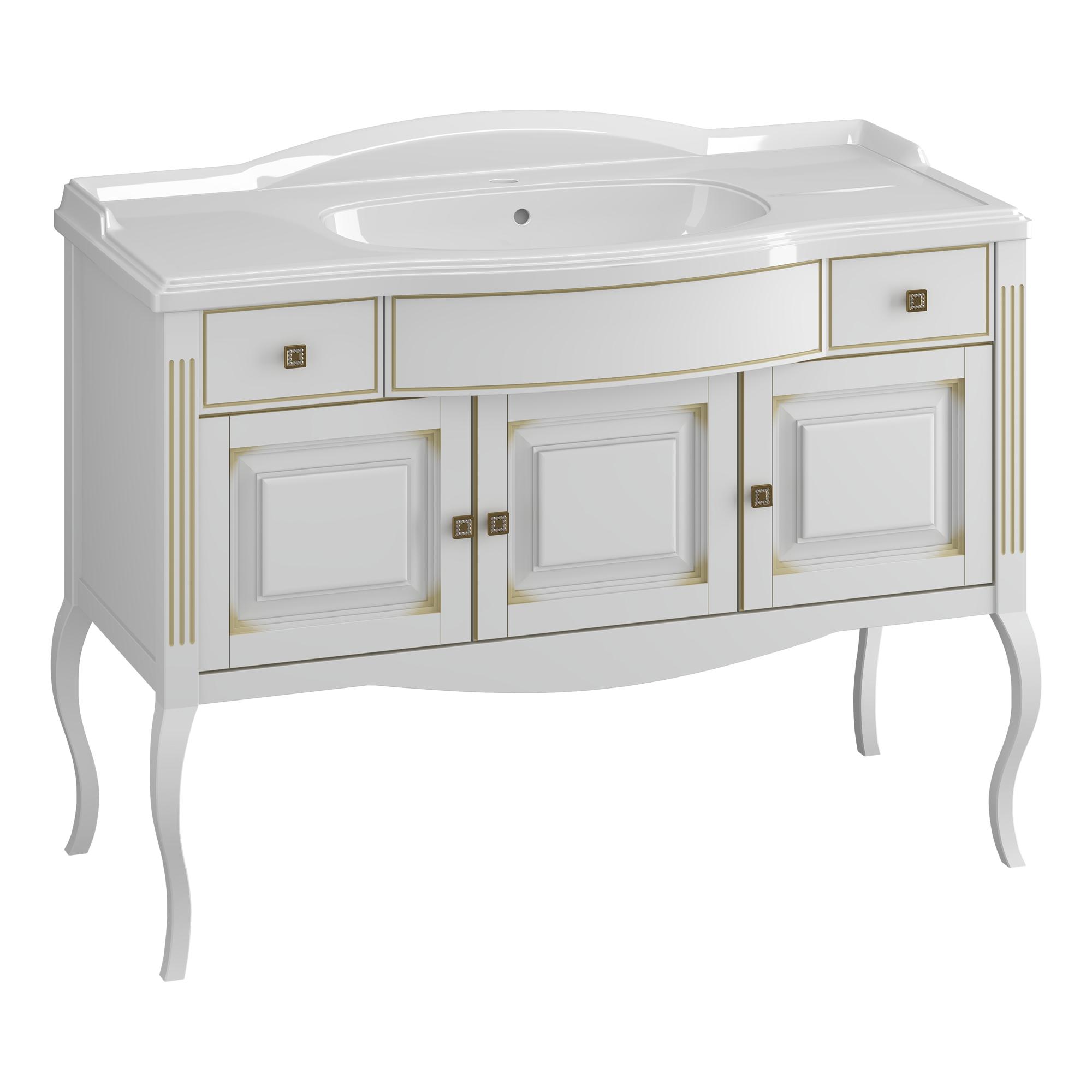 Тумба OPADIRIS Лаура 120, белый матовый с патиной - бежевый (под раковину Florentina Лаура 120)