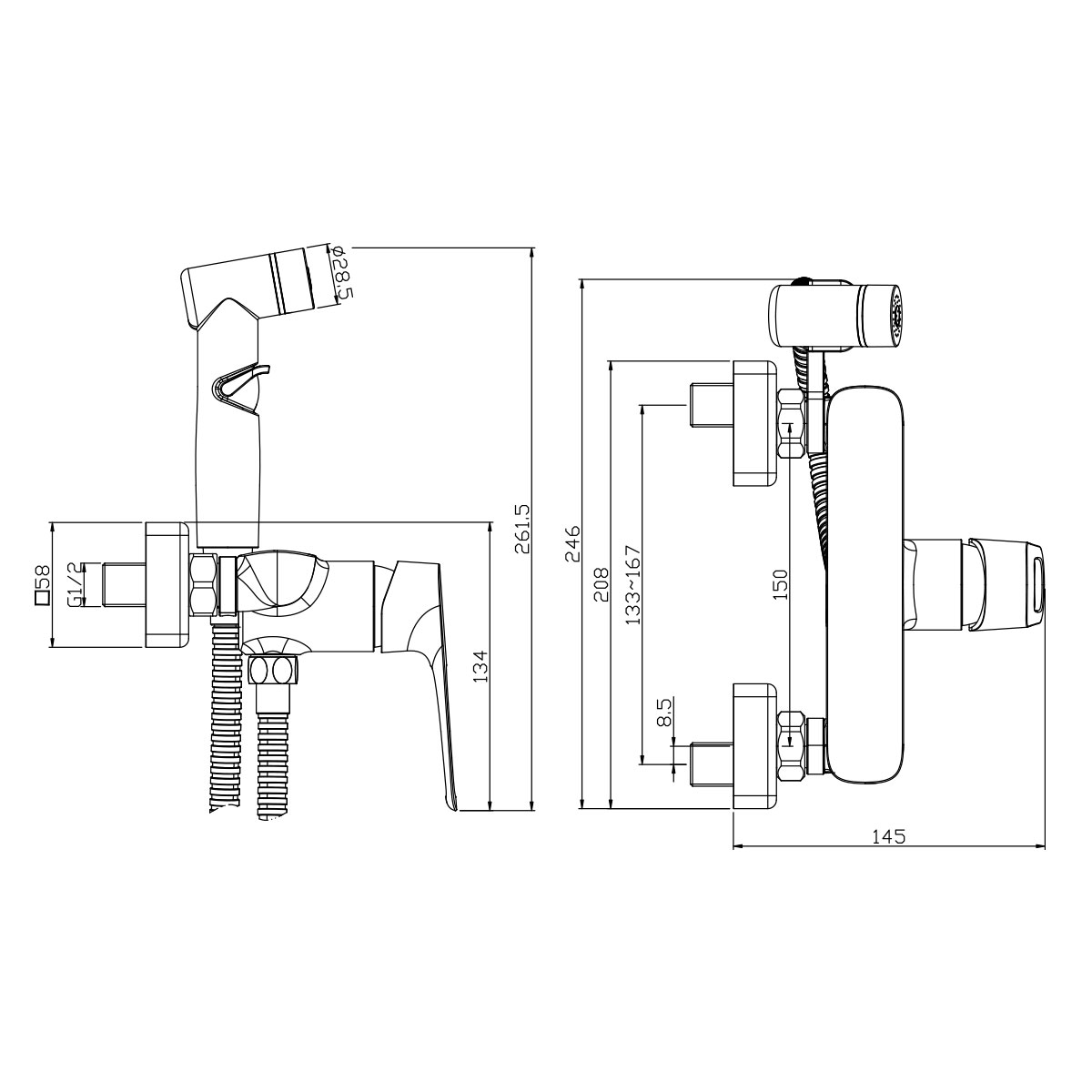 Смеситель Rossinka RS46-52 с гигиеническим душем, хром