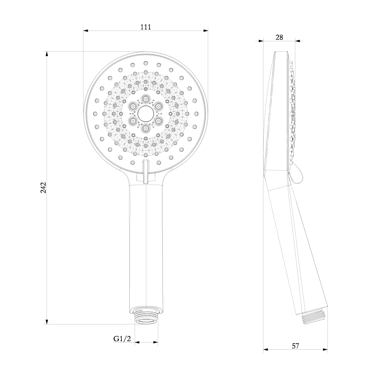 Душевая лейка Lemark LM8127C круглая 3-функциональная Ø111х242мм, блистер, хром
