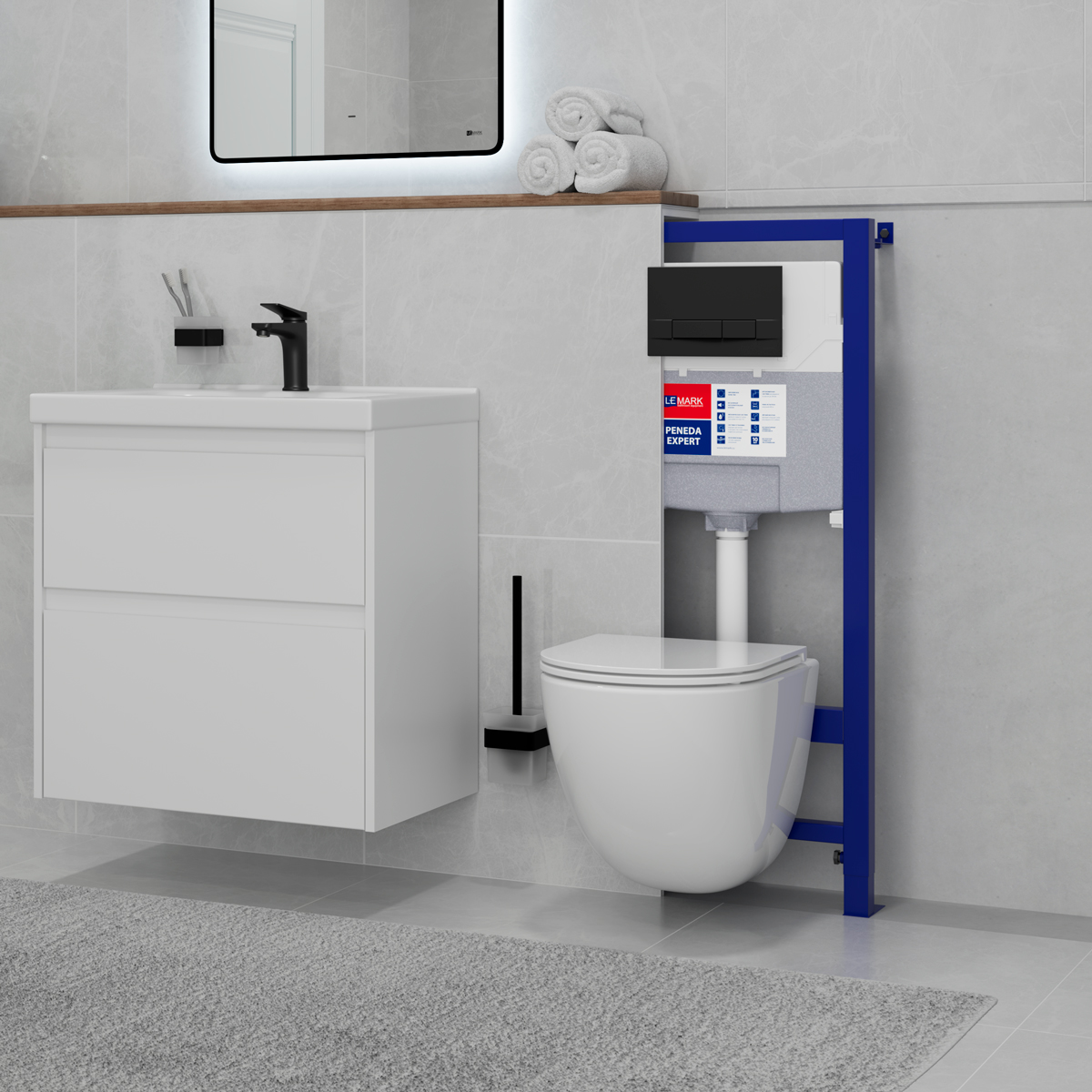 Система инсталляции Lemark PENEDA EXPERT 9812002 для подвесных унитазов, механич., без кнопки смыва