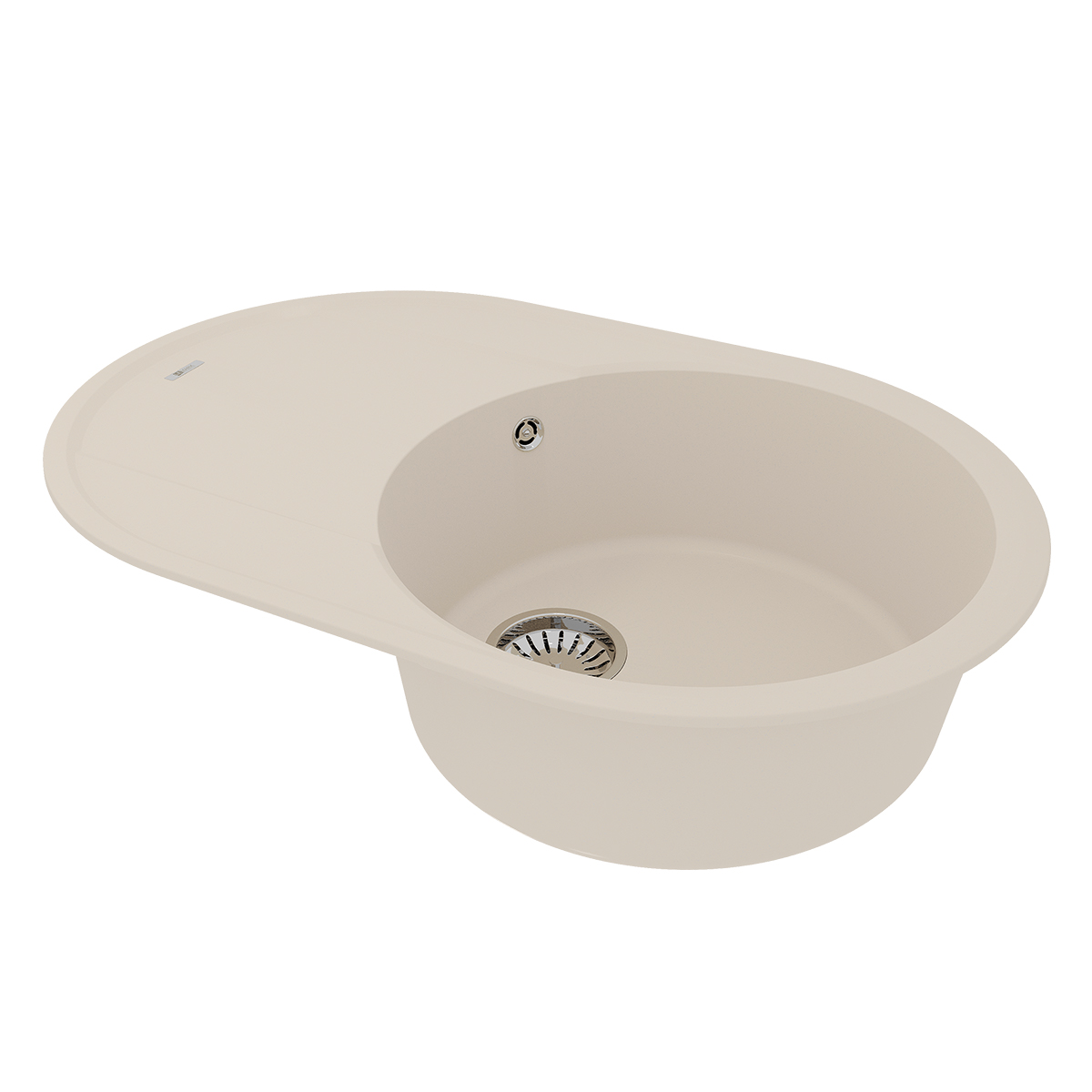 Мойка кухонная Lemark LACHA 760 врезная овальная с крылом из кварцгранита, шампань 