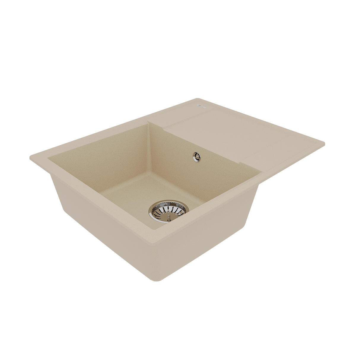 Мойка кухонная Lemark IMANDRA 640 врезная прямоугольная с крылом из кварцгранита, бежевый