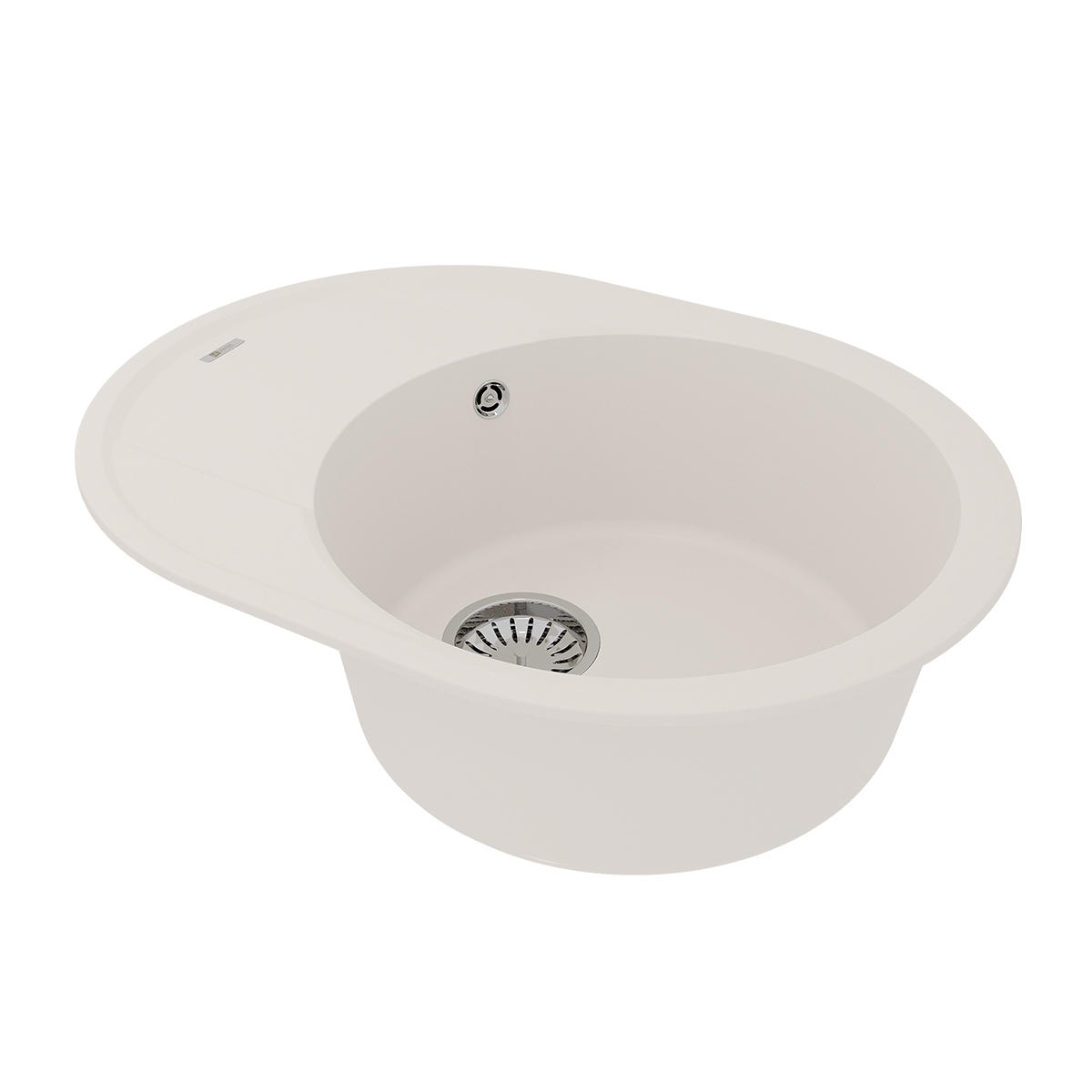 Мойка кухонная Lemark LACHA 620 врезная овальная с крылом из кварцгранита, жасмин