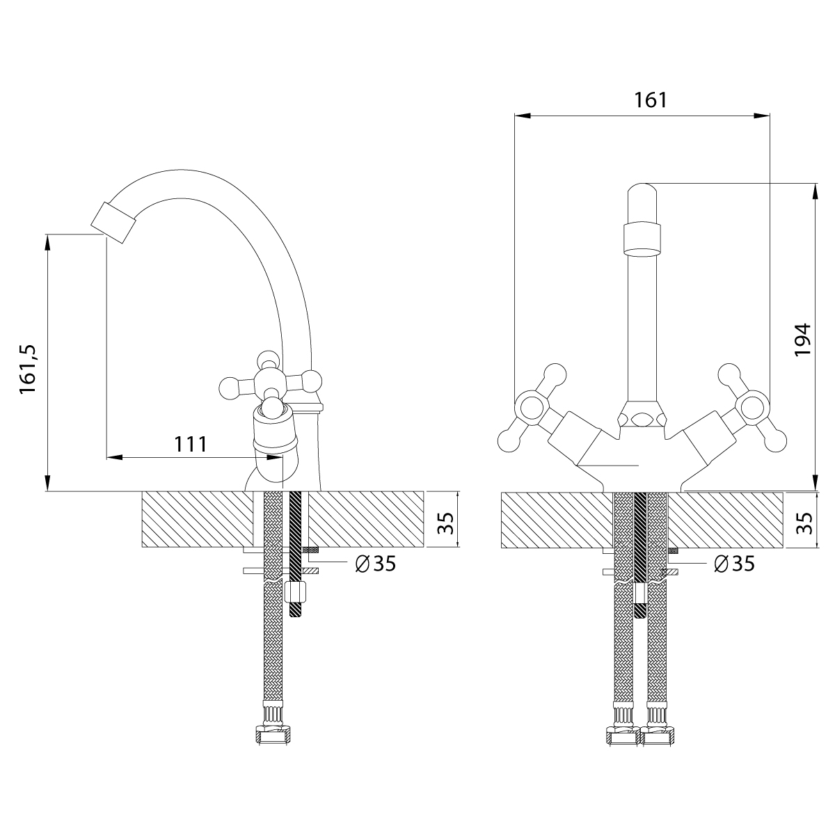 Смеситель Rossinka G02-62 для раковины, хром