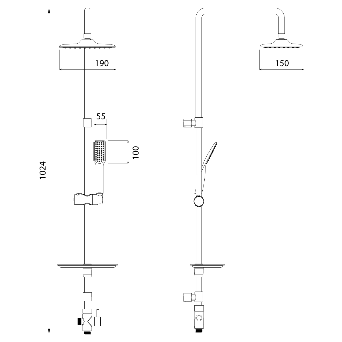 Душевой гарнитур Lemark LM8804C без смесителя, верхняя лейка "Тропический дождь", 152х192 мм, хром