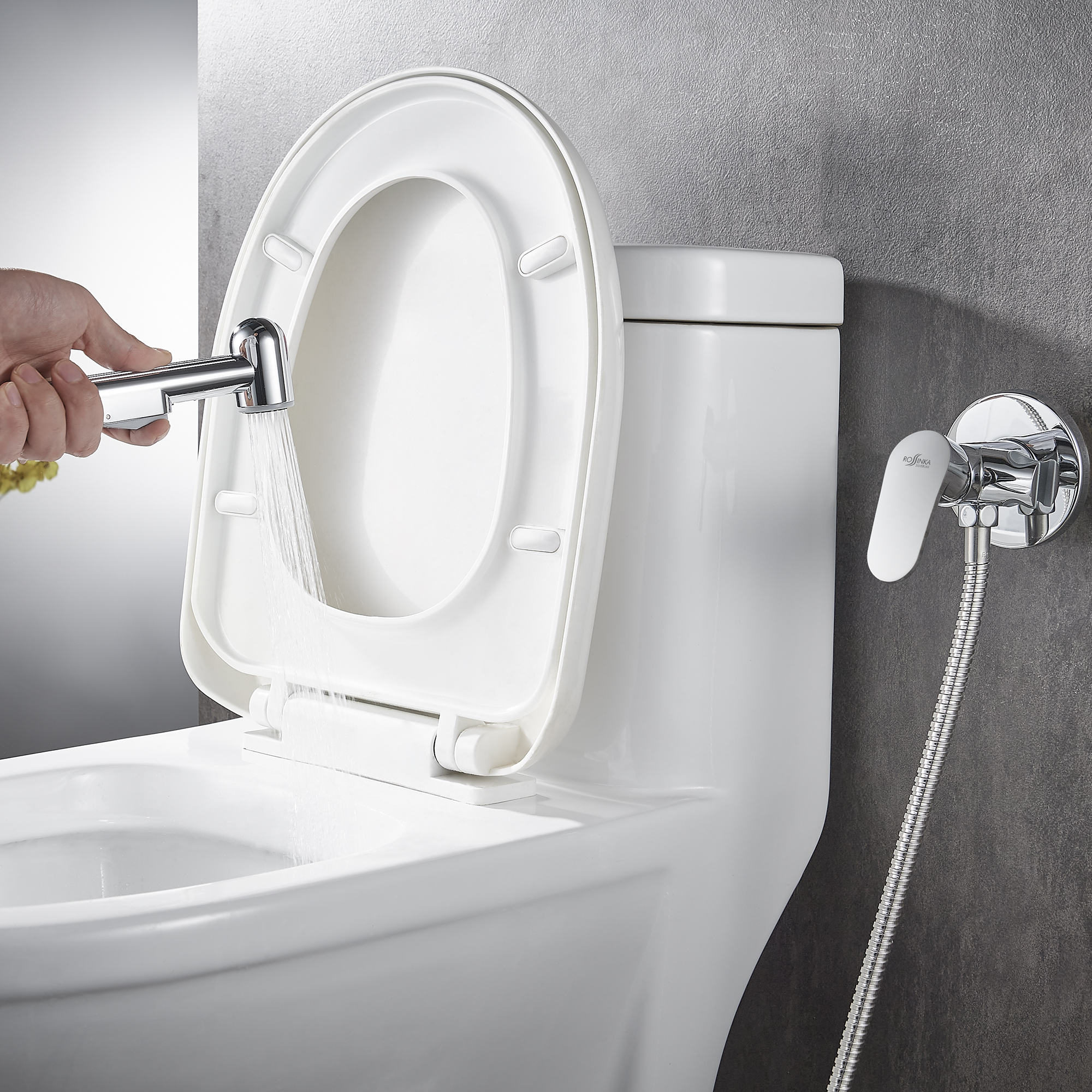 Смеситель Rossinka RS45-51 с гигиеническим душем, встраиваемый, хром