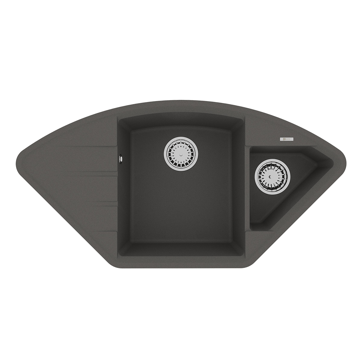 Мойка кухонная Lemark IRKANA 980 врезная угловая с доп. чашей и крылом из кварцгранита, серый шёлк