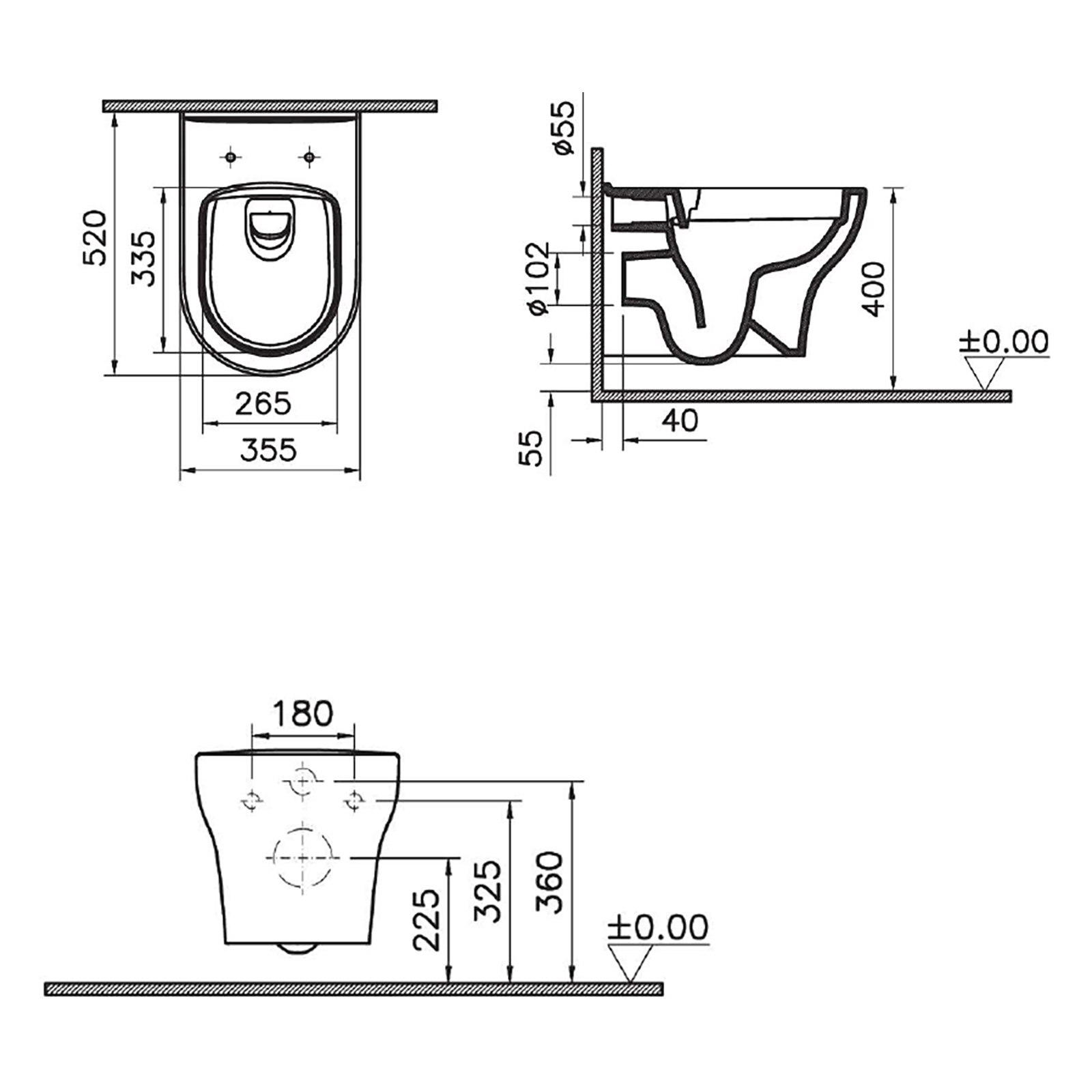 Унитаз подвесной OPADIRIS Лоренцо OS41711 безободковый, сиденье дюропласт