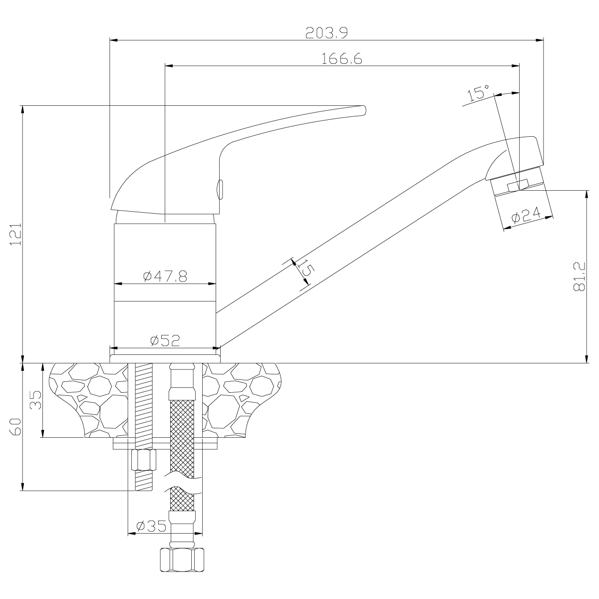 Смеситель Rossinka Y40-22 для кухни, хром