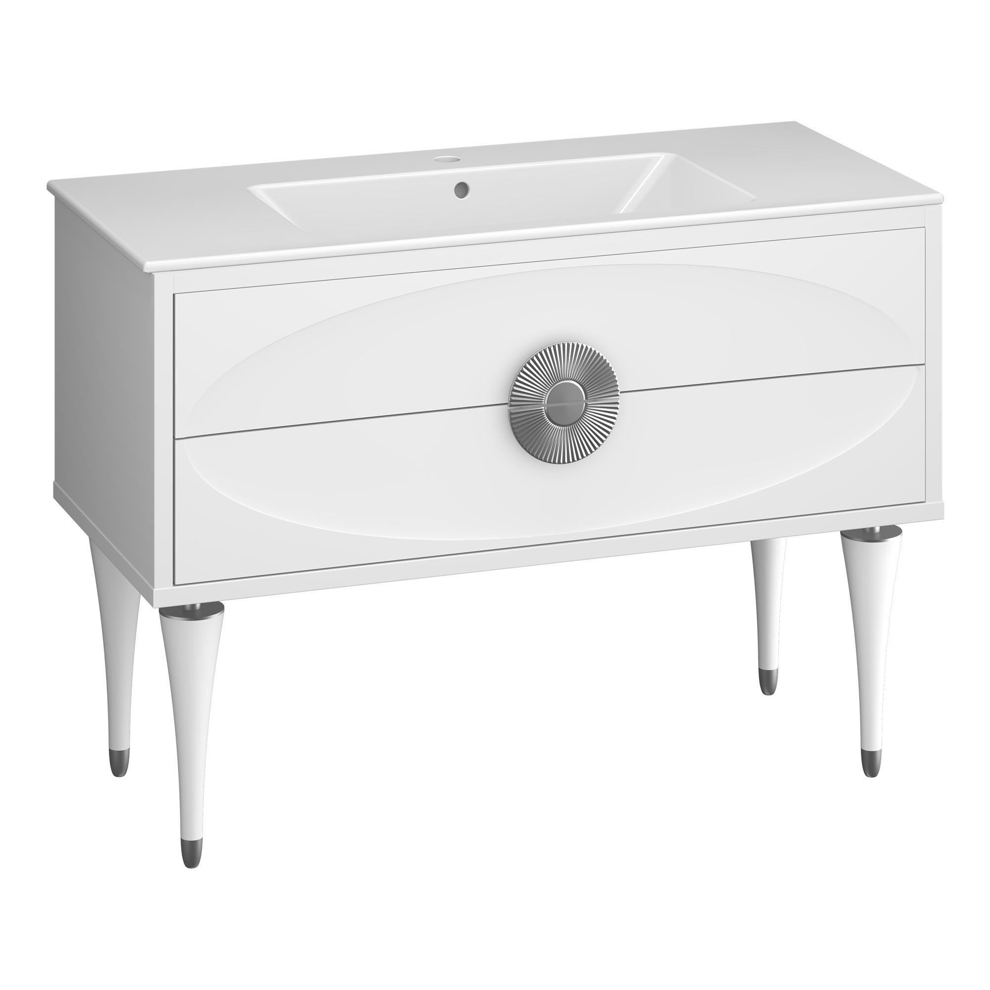 Тумба OPADIRIS Ибица 120, белый/хром, подвесная, вар. 2 (под раковину CeraStyle Ibiza 121)