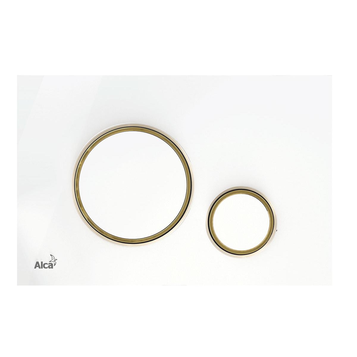 Кнопка управления AlcaPlast M775 для скрытых систем инсталляции, белый/золотой