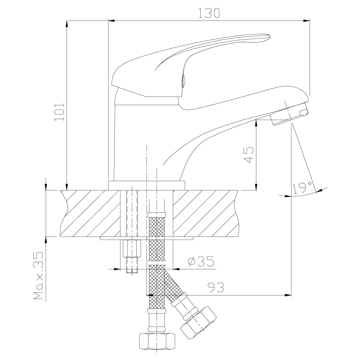 Смеситель Rossinka A35-11 для раковины, хром