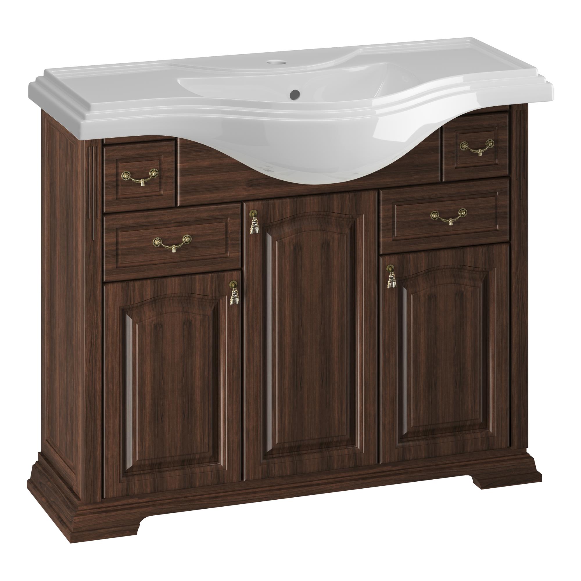 Тумба OPADIRIS Риспекто 100, орех антикварный (нагал) (под раковину Kirovit Классик 105)