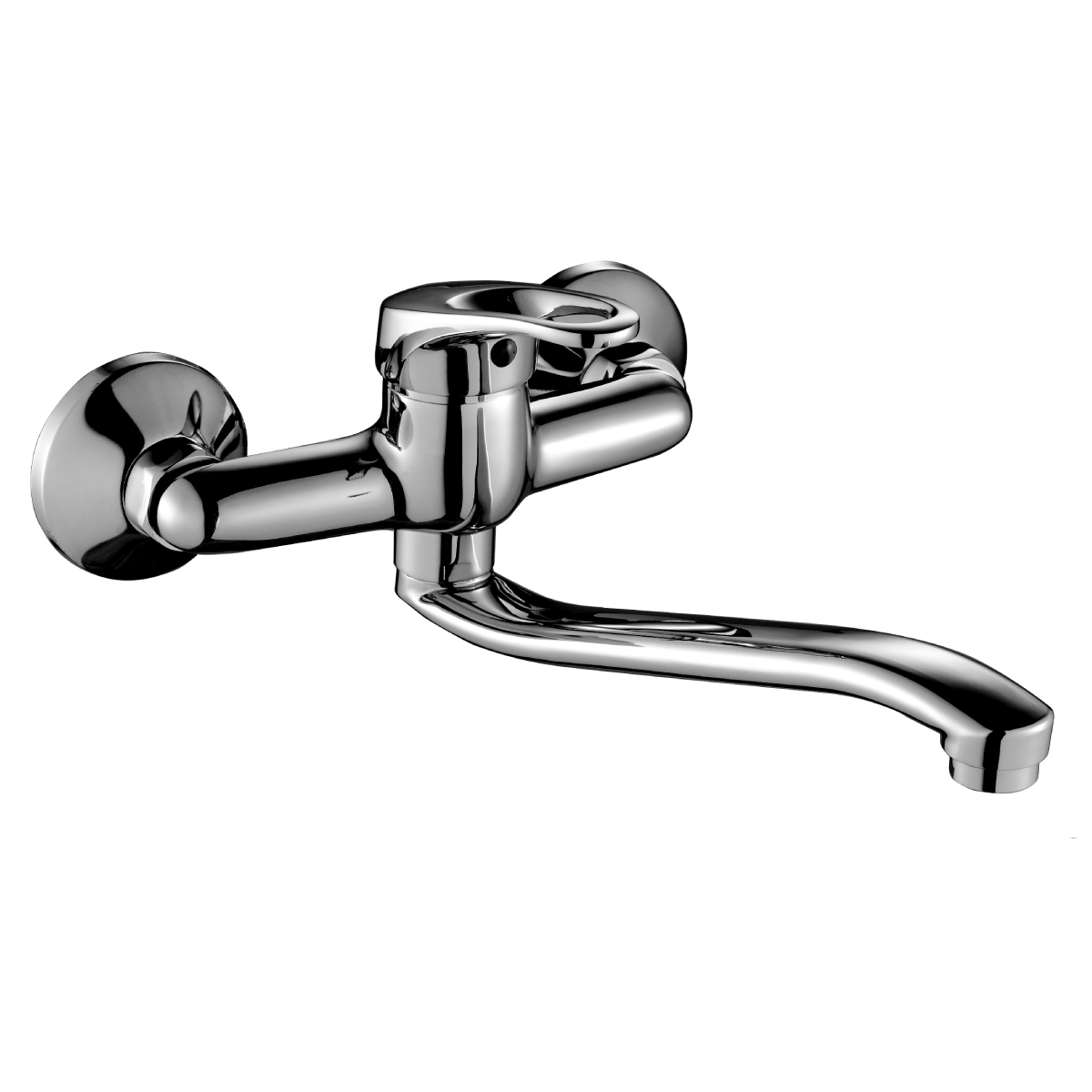 Смеситель Rossinka B35-24 для раковины с S-образным изливом, настенный, хром