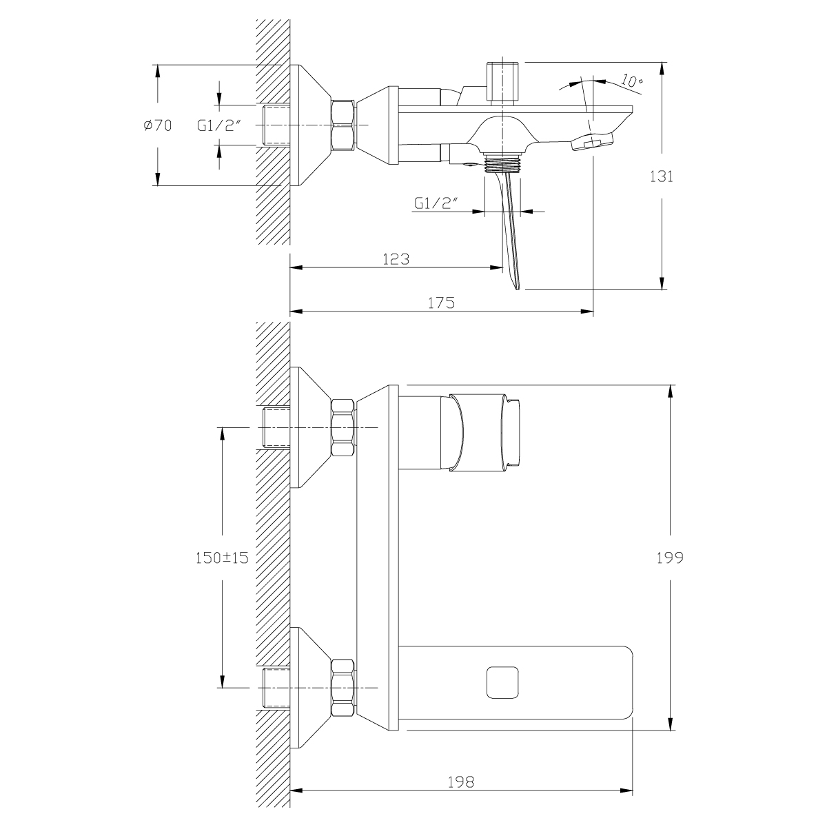 Смеситель Rossinka RS27-31 для ванны, хром