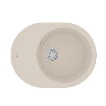 Мойка кухонная Lemark LACHA 620 врезная овальная с крылом из кварцгранита, шампань 