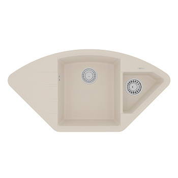 Мойка кухонная Lemark IRKANA 980 врезная угловая с доп. чашей и крылом из кварцгранита, шампань 