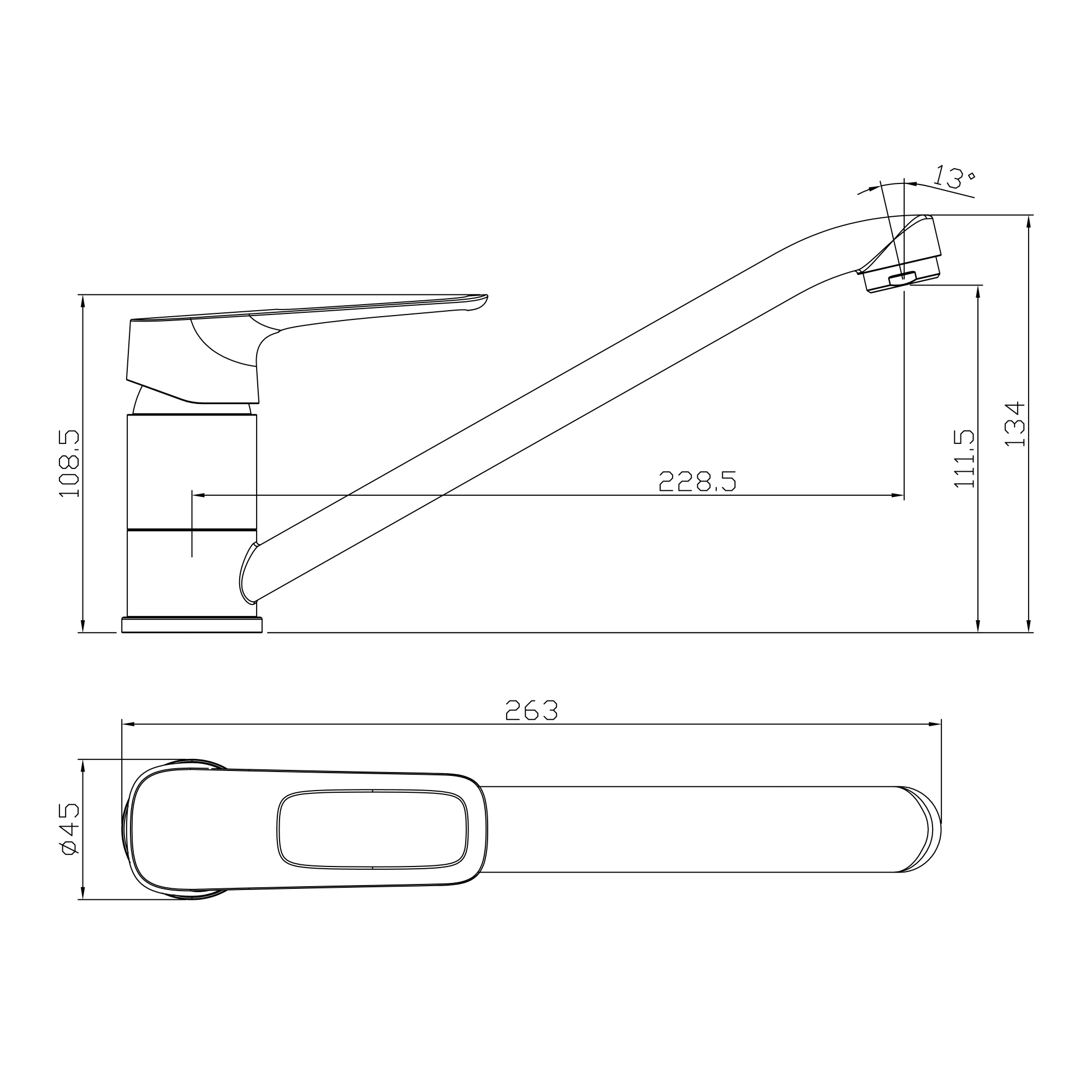 Смеситель Rossinka RS46-21 для кухни с поворотным изливом, хром