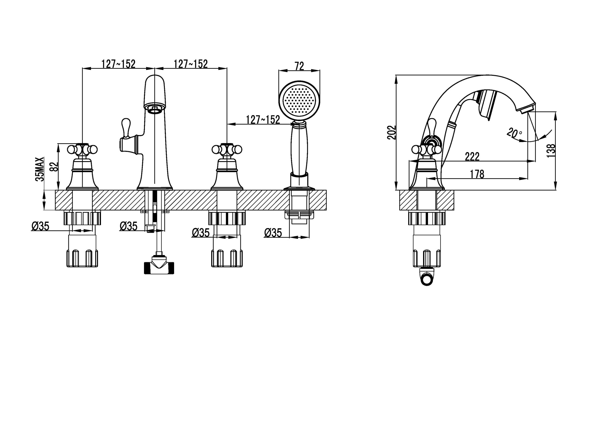 Смеситель Lemark Vintage LM2841B на борт ванны, бронза