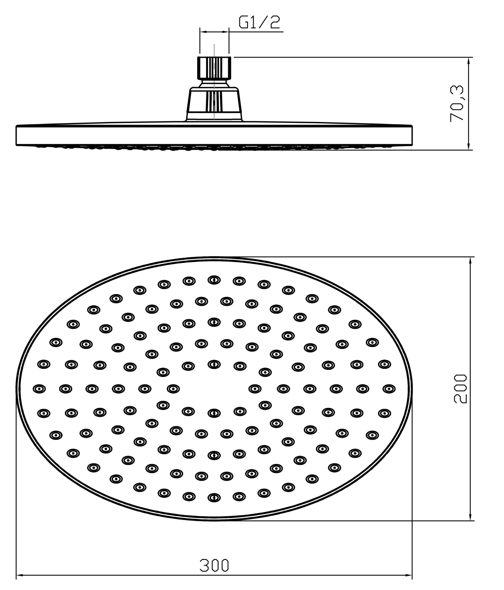 Душевая лейка Lemark LM8037C верхняя, овальная, 200х300 мм, блистер, хром