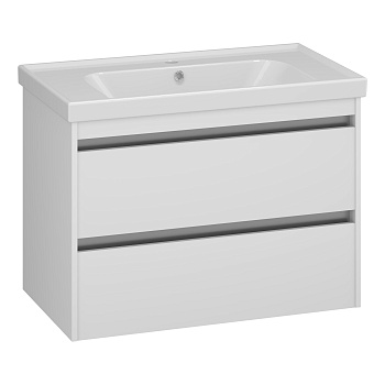 Тумба OPADIRIS Фреш 80, белый/белое стекло, вар. 2 (под раковину CeraStyle FRAME 80)