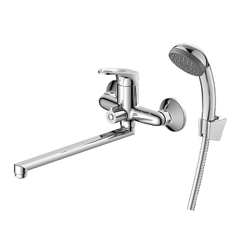 Смеситель DECOROOM DR21043 одноручный для ванны универсальный с поворотным изливом 300 мм, хром