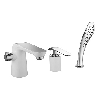 Смеситель Lemark Melange LM4947CW на борт ванны, хром/белый