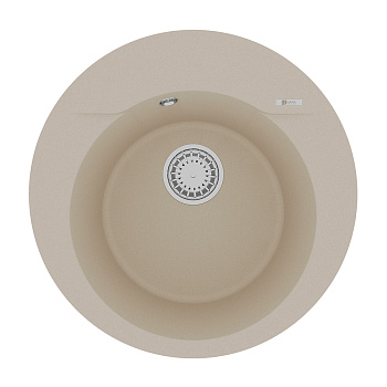 Мойка кухонная Lemark SULA 500 врезная круглая из кварцгранита, бежевый