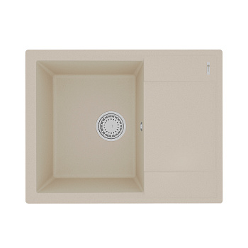 Мойка кухонная Lemark IMANDRA 640 врезная прямоугольная с крылом из кварцгранита, бежевый