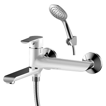 Смеситель Rossinka W35-33 для ванны, хром/белый