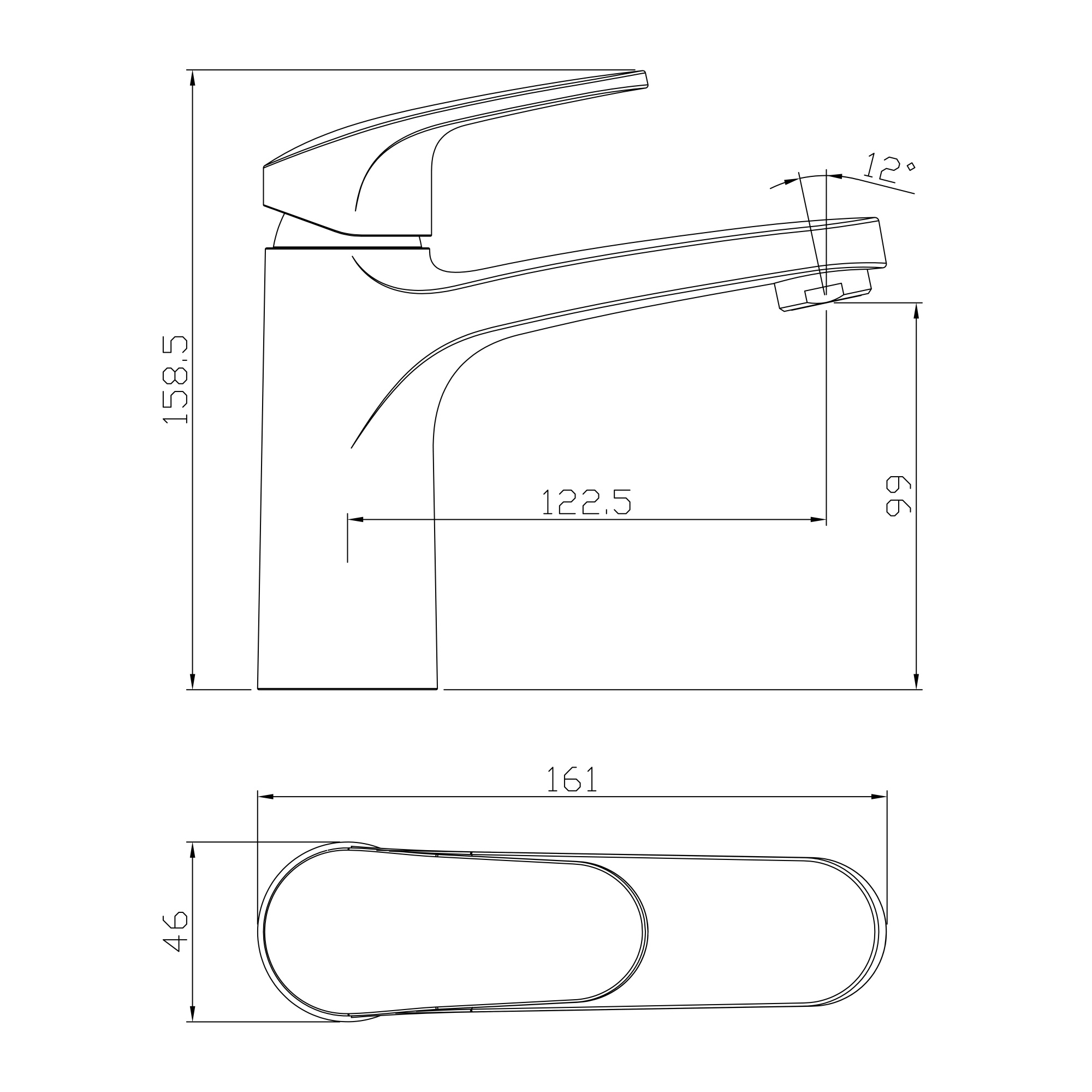 Смеситель Rossinka RS45-11 для раковины, хром