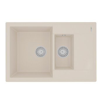 Мойка кухонная Lemark RAMZA 760 врезная прямоугольная с доп.чашей и крылом из кварцгранита, шампань 