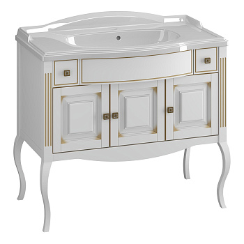 Тумба OPADIRIS Лаура 100, белый матовый с патиной-бежевый (под раковину Florentina Лаура 100)