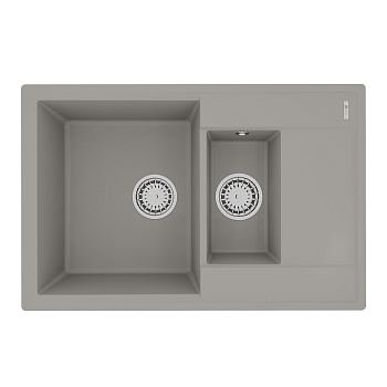 Мойка кухонная Lemark RAMZA 760 врезная прямоугольная с доп.чашей и крылом из кварцгранита, грей