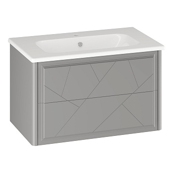 Тумба OPADIRIS Луиджи 80, серый матовый, подвесная, вар. 2 (под раковину Dreja Эйфория 80)