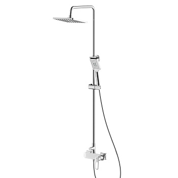 Смеситель Rossinka RS46-45 для душа с регулируемой высотой штанги и лейкой "Тропический дождь", хром