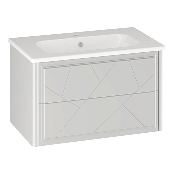 Тумба OPADIRIS Луиджи 80, белый матовый, подвесная, вар. 2 (под раковину Dreja Эйфория 80)