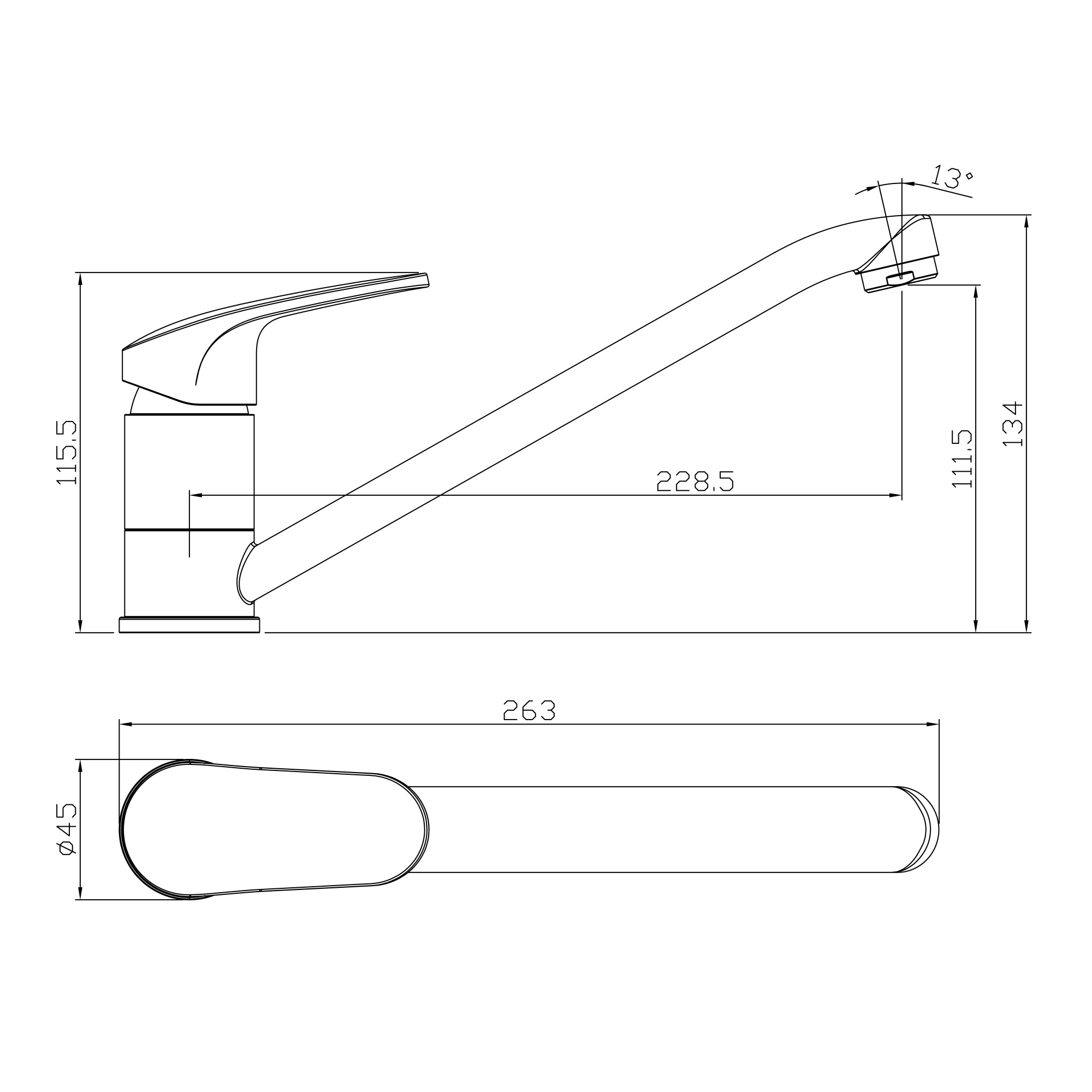 Смеситель Rossinka RS45-21 для кухни с поворотным изливом, хром