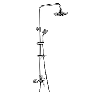 Смеситель Rossinka A35-45 для душа с регулируемой высотой штанги и лейкой "Тропический дождь", хром