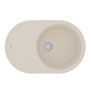 Мойка кухонная Lemark LACHA 760 врезная овальная с крылом из кварцгранита, шампань 