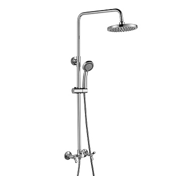 Смеситель Rossinka Q02-45 для душа с регулируемой высотой штанги и лейкой "Тропический дождь", хром