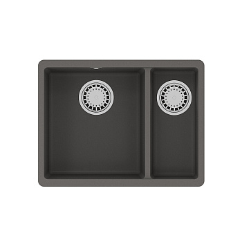 Мойка кухонная Lemark SINARA 550.2-U подстольного монтажа с доп.чашей из кварцгранита, серый шёлк