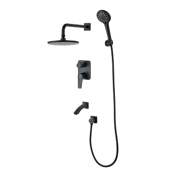 Смеситель Lemark Bronx LM3722BL для ванны и душа, встраиваемый, черный