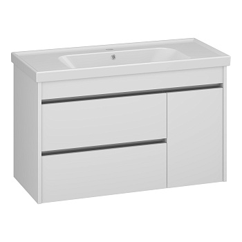 Тумба OPADIRIS Фреш 100, белый/белое стекло, вар. 2 (под раковину CeraStyle Frame 100)