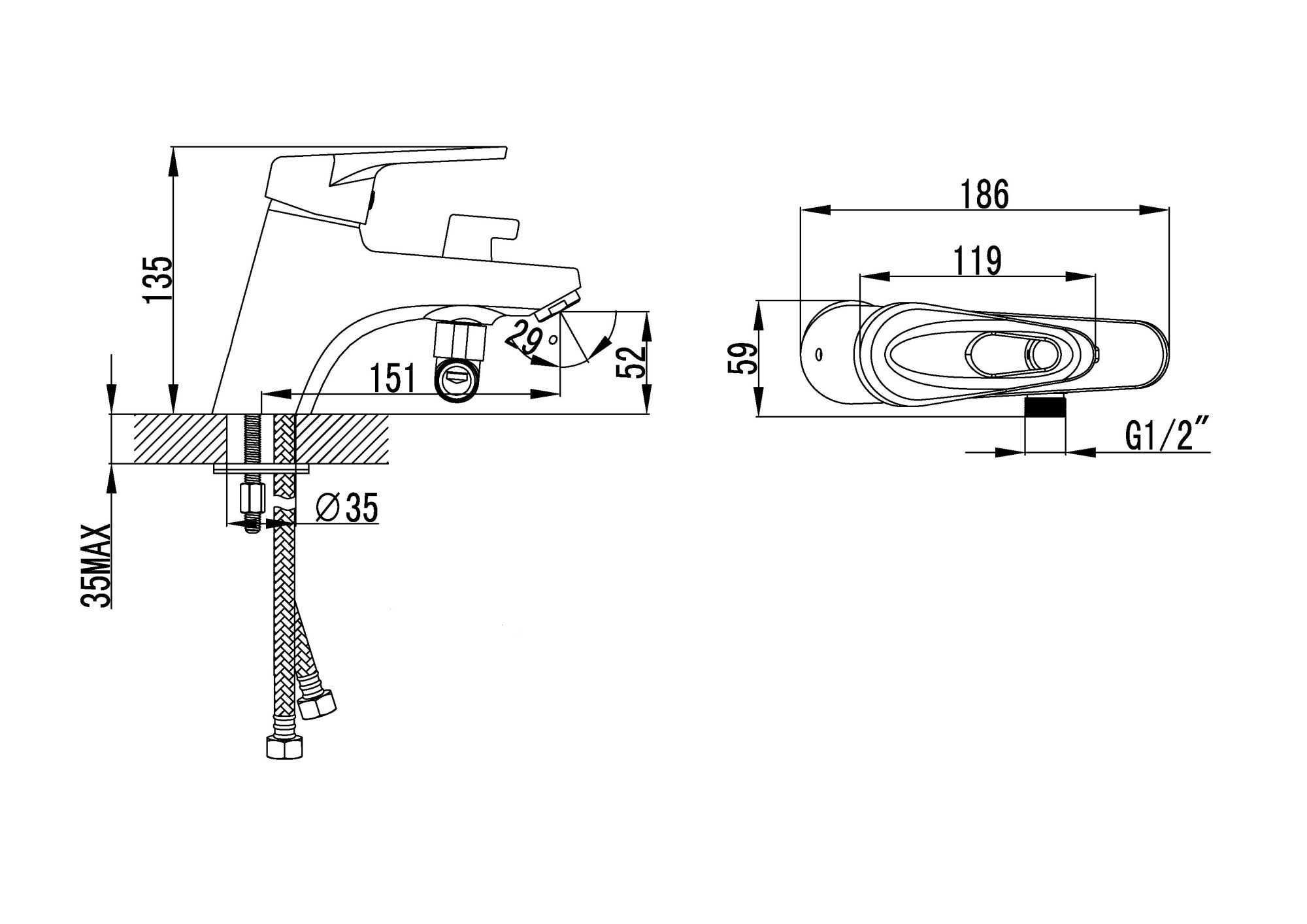 Смеситель Lemark Luna LM4115C на борт ванны, хром