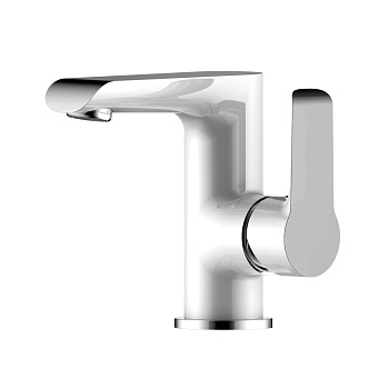 Смеситель Rossinka W35-11 для раковины, хром/белый