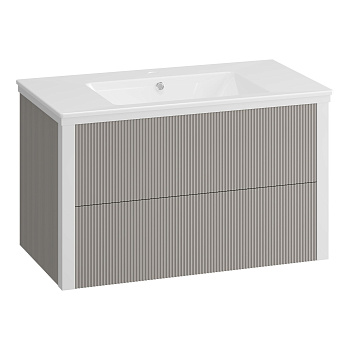 Тумба OPADIRIS Рубинно 90, серый глянцевый, подвесная, вар. 2 (под раковину CeraStyle Ibiza 91)